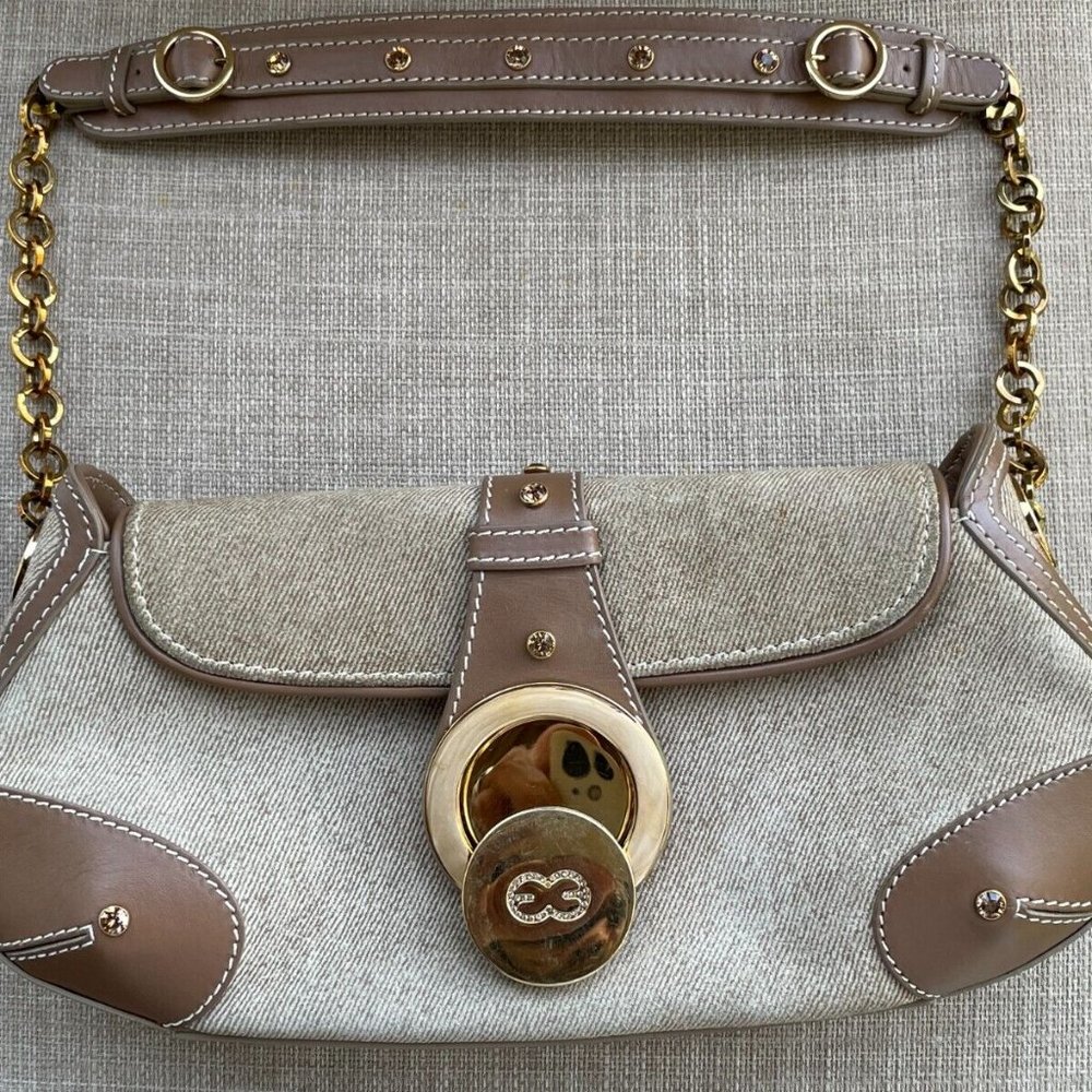 Escada Women Handbag Small Purse Bag Canvas/Leather Bag Handmade in Italy Authen - Picture 9 of 13